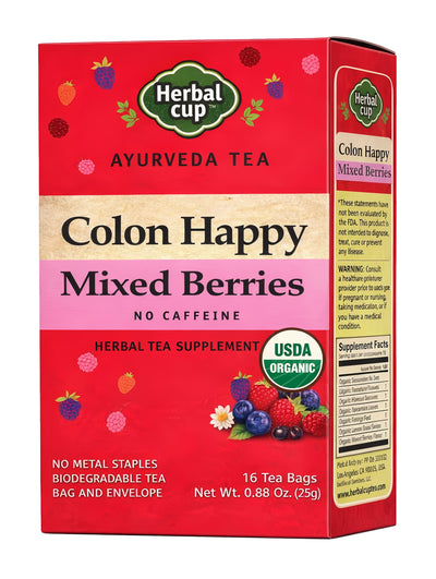 Herbal Cup Organic Colon Happy Mixed Berries Detox Tea – caffeine-free herbal tea box
