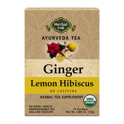 Organic Ginger Lemon Hibiscus Tea — Ayurvedic Blend — single box