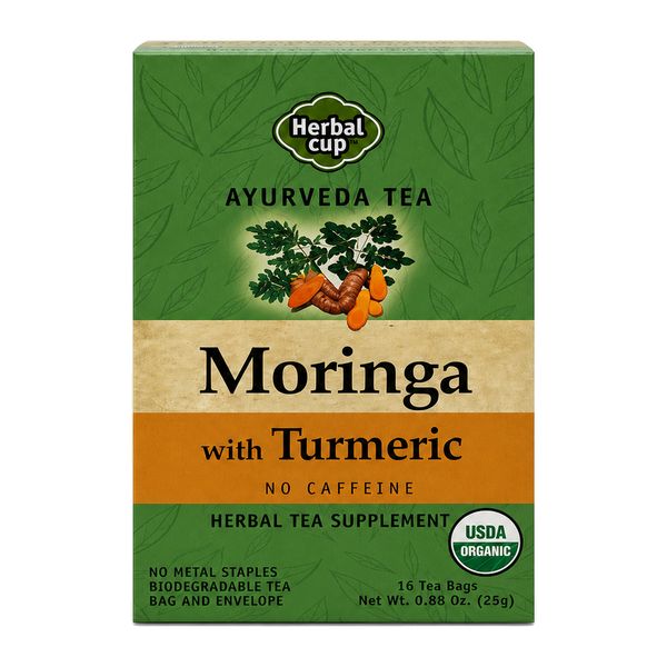 Organic Moringa Turmeric Tea – Ayurvedic Blend with Hibiscus & Licorice — single box