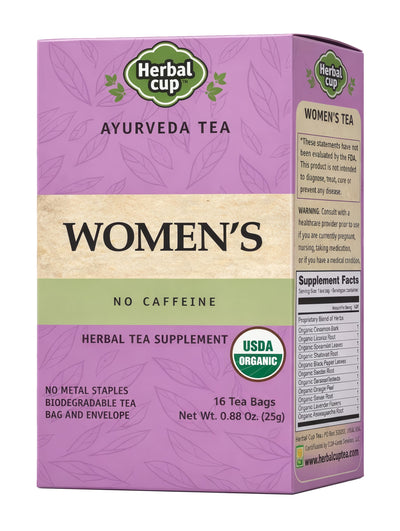 Herbal Cup Organic Women's Hormonal Balance Ayurvedic Tea – caffeine-free herbal tea box