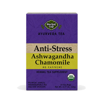 Organic Anti-Stress Ashwagandha Tea – Ayurvedic Blend with Chamomile & Tulsi — single box
