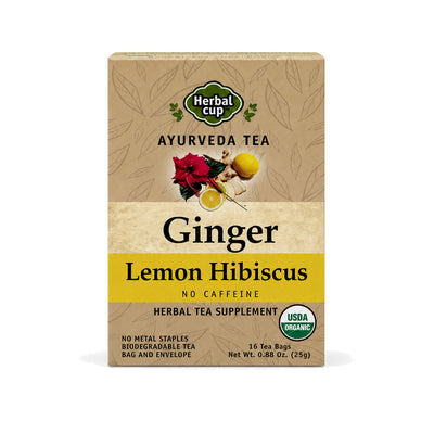 Organic Ginger Lemon Hibiscus Tea — Ayurvedic Blend — single box