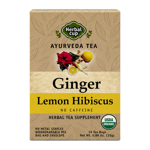 Organic Ginger Lemon Hibiscus Tea — Ayurvedic Blend — single box