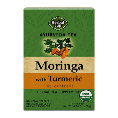 Organic Moringa Turmeric Tea – Ayurvedic Blend with Hibiscus & Licorice — single box