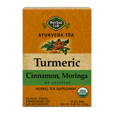 Turmeric Cinnamon Moringa Tea – Organic Ayurvedic Blend — single box