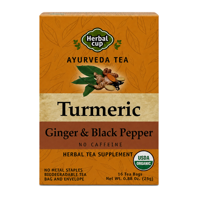 Turmeric Ginger & Black Pepper Tea – Organic Ayurvedic Blend — single box